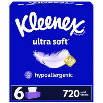 Ultra Soft Facial Tissue, 3-Ply, White, 120 Sheets/Box, 6 Boxes/Pack, 4 Packs/Carton