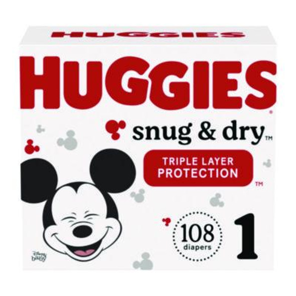 Snug And Dry Diapers, Size 1, 8 Lbs To 14 Lbs, 108/Carton