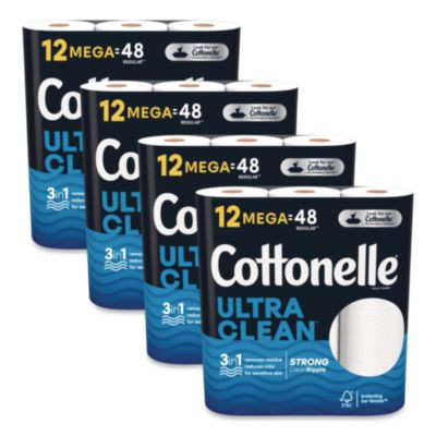 Ultra Cleancare Toilet Paper, Strong Tissue, Septic Safe, 1-Ply, White, 284 Sheets/Roll, 12 Rolls/Pack, 48 Rolls/Carton