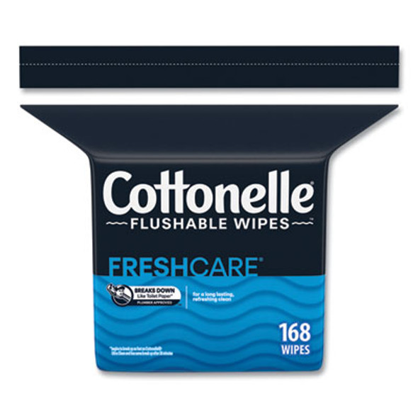 Fresh Care Flushable Cleansing Cloths, 1-Ply, 5 x 7.25, White, 168/Pack