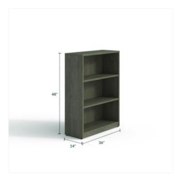 Alera Seville Series Bookcase, Three-Shelf, 35.43w x 13.78d x 48h, Walnut