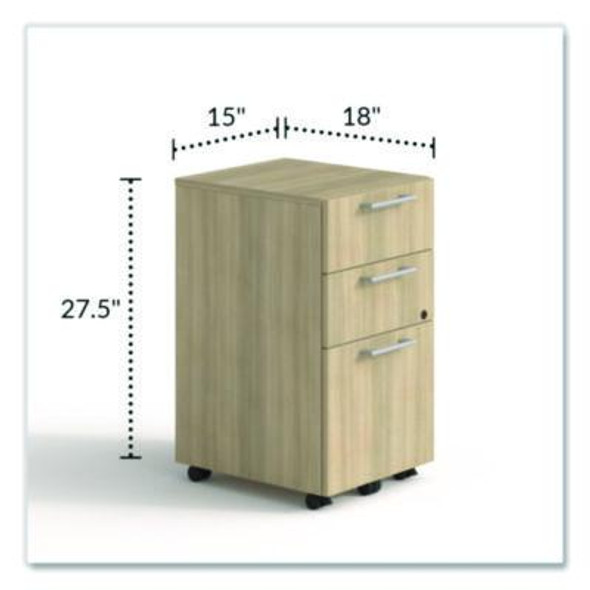 Alera Seville Series Mobile Pedestal, 3 Drawers: Box/Box/File, Legal/Letter-Size, 15.35" x 17.72" x 27.13", Oak