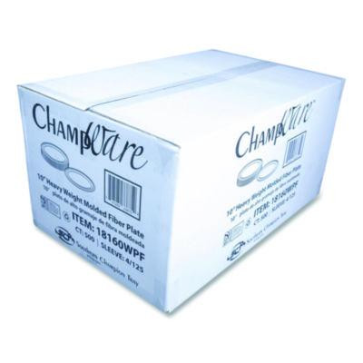 Champware Molded Fiber Tableware, Molded Fiber Plate, 10" Dia, White, 125 Plates/Sleeve, 4 Sleeves/Carton