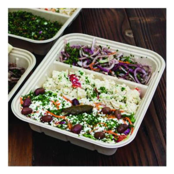 Fiber Catering Pans, 3 Compartments, 10.3 x 2.8 x 12.8, Paper, Natural, 200/Carton