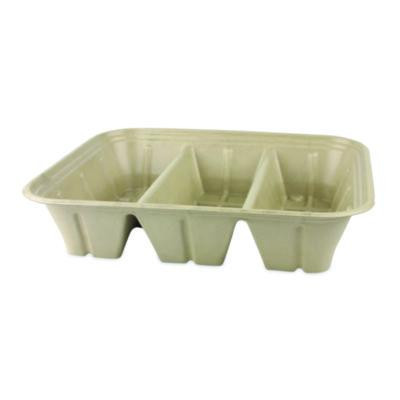 Fiber Catering Pans, 3 Compartments, 10.3 x 2.8 x 12.8, Paper, Natural, 200/Carton