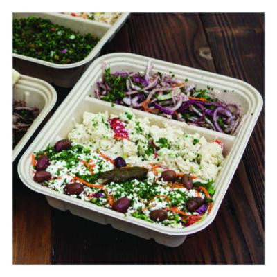 Fiber Catering Pans, 3 Compartments, 10.3 x 2.8 x 12.8, Paper, Natural, 200/Carton