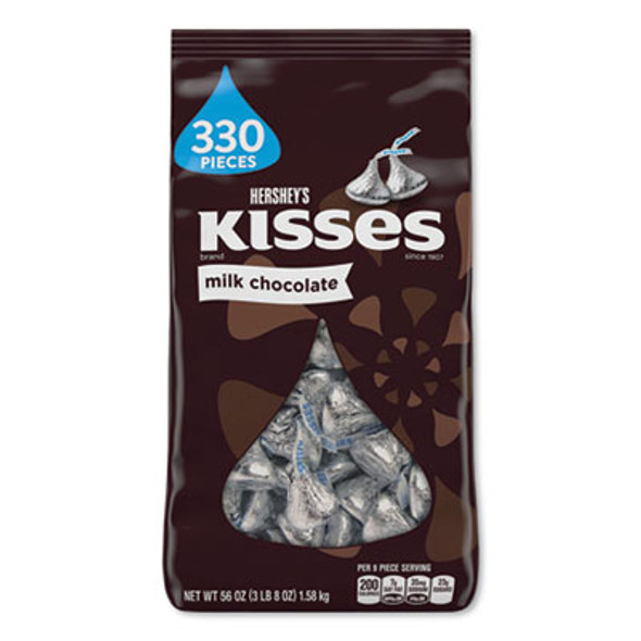 Kisses, Milk Chocolate, Silver Wrappers, 56 Oz Bag