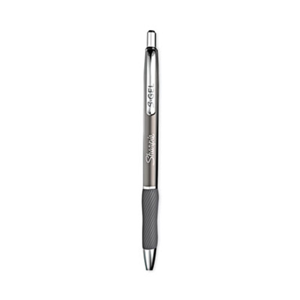 S-Gel Premium Metal Barrel Gel Pen, Retractable, Medium 0.7 Mm, Black Ink, Black Barrel, 2/Pack