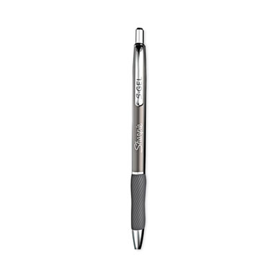 S-Gel Premium Metal Barrel Gel Pen, Retractable, Medium 0.7 Mm, Black Ink, Black Barrel, 2/Pack
