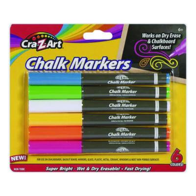Chalk Markers, Assorted Colors, 6/Pack