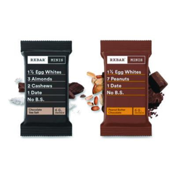 Minis Protein Bars, Chocolate Sea Salt And Peanut Butter Chocolate, 0.9 Oz Bar, 8/Box
