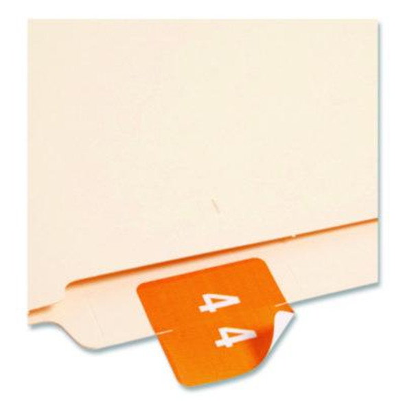 Numerical End Tab File Folder Labels, 4, 1.5 X 1.5, Orange, 250/Roll