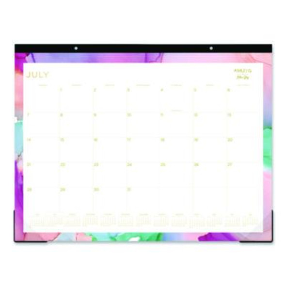 Ashley G Academic Monthly Desk Pad, 22x17, Multicolor Sheets, Black Headband, Clear Corners, 12-Month (Jul To Jun): 2025-2026