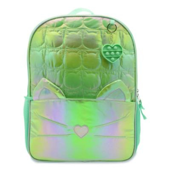 Iridescent Cat Backpack, 12" x 5" x 16", Iridescent Aqua