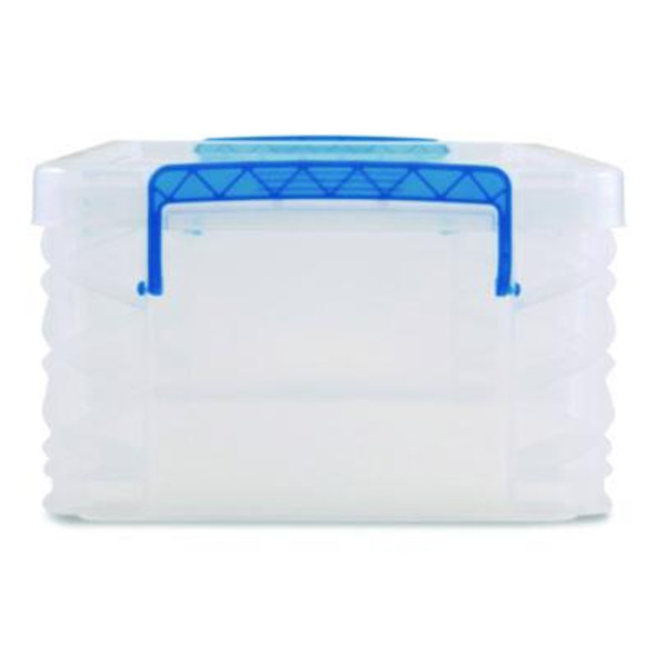 Super Stacker Lift-Off Lid Storage Tote, 14.25 x 10.3 x 6.5, Transparent/Blue