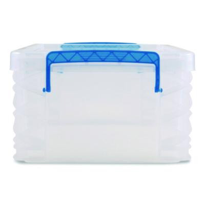 Super Stacker Lift-Off Lid Storage Tote, 14.25 x 10.3 x 6.5, Transparent/Blue