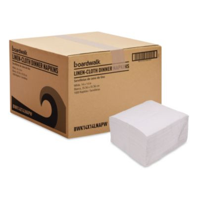Linen-Feel Flat Napkins, 1-Ply, 14 x 14, White, 1,000/Carton