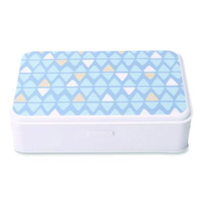Pencil Case, Triangle Pattern, 2 Compartments, 5" x 8.75" x 2.75", Blue/White
