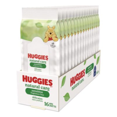 Natural Care Sensitive Baby Wipes, 6.6 x 6.86, Unscented, White, 16/Pack, 16 Packs/Carton