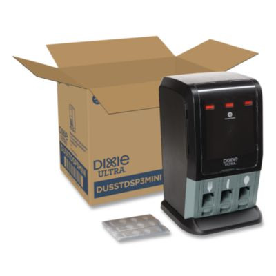 Tri-Tower Mini Dispenser, Holds Forks/Knives/Spoons Or Sporks, 13.15 x 31.03 x 17.5, Black/Gray