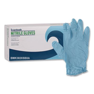 Disposable Examination Nitrile Gloves, Powder-Free, X-Small, 5 Mil Thick, 9.5" Long, Blue, 100/Box, 10 Boxes/Carton