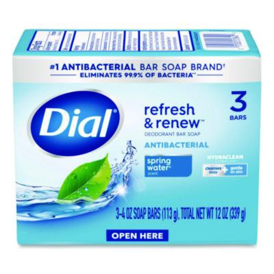 Refresh And Renew Antibacterial Deodorant Bar Soap, Spring Water Scent, 4 Oz, 3 Bars/Pack, 4 Packs/Carton