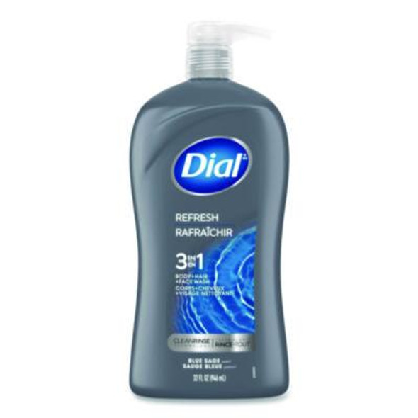 Men Refresh 3-In-1 Body, Hair And Face Wash, Blue Sage Scent, 32 Oz, 4/Carton