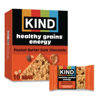 Healthy Grains Energy Peanut Butter Dark Chocolate Bars, 1.4 Oz Bar, 10/Box