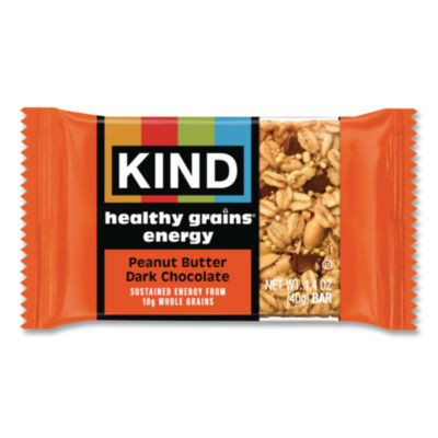 Healthy Grains Energy Peanut Butter Dark Chocolate Bars, 1.4 Oz Bar, 10/Box