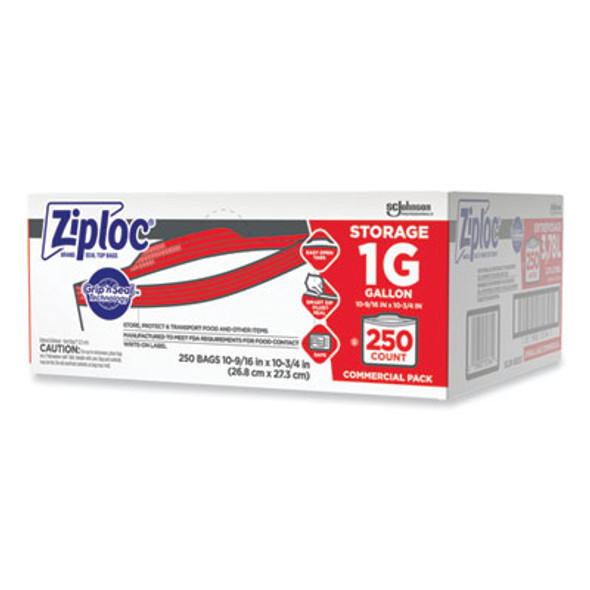 Double Zipper Storage Bags, Triple System Seal, Gallon, 10.56" x 10.75", Clear, 250/Box