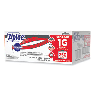 Double Zipper Storage Bags, Triple System Seal, Gallon, 10.56" x 10.75", Clear, 250/Box