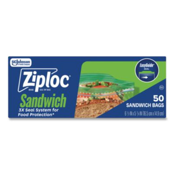 Resealable Sandwich Bags, 6.5" x 5.88", Clear, 50/Box