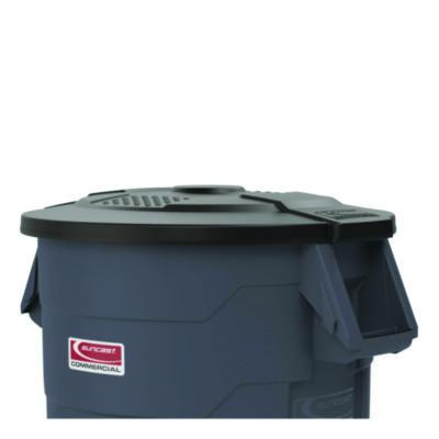 Utility Trash Can Lid For 44 Gal Trash Can, 24.88" Diameter x 3", Black
