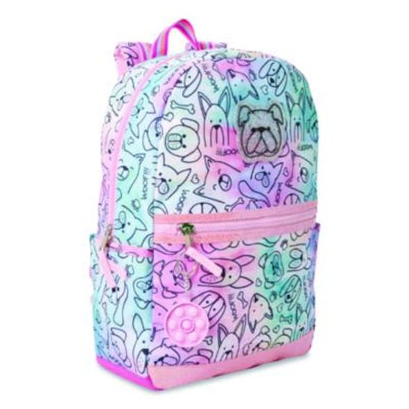 Adorable Dogs Life Backpack, 12" x 5" x 16", Tie-Dye Pink/Blue