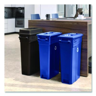 23 Gallon Resin Slim Trash Can Bottle And Can Lid, 11.87 x 20.25 x 1.41, Blue