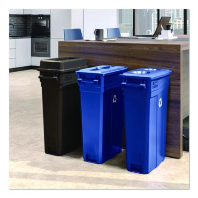 23 Gallon Resin Slim Trash Can Paper Recycling Lid, 11.87 x 20.25 x 1.35, Blue