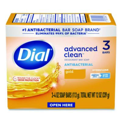 Advanced Clean Antibacterial Deodorant Bar Soap, Gold Scent, 4 Oz, 3/Pack, 4 Packs/Carton