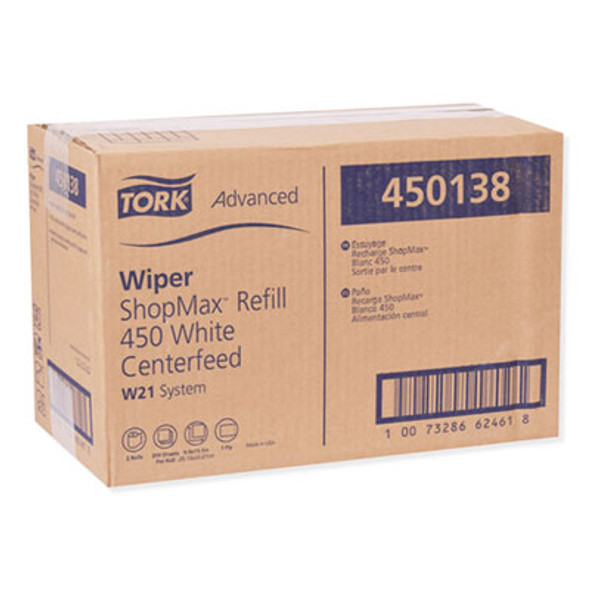 Advanced Shopmax Wiper 450, 9.9 X 13.1, White, 200/Roll, 2 Rolls/Carton