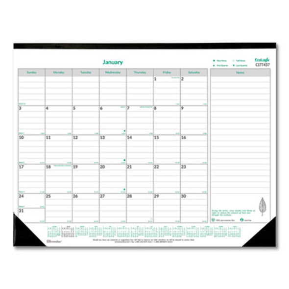 Ecologix Monthly Desk Pad Calendar, Ecologix Artwork, 22 x 17, White/Green Sheets, Black Binding, 12-Month (Jan-Dec): 2026