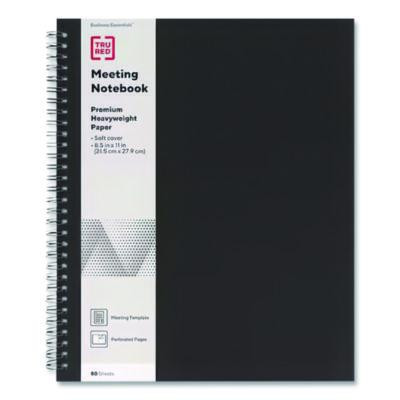 Wirebound Soft-Cover Business-Meeting Journal, Meeting-Minutes/Notes Format, Black Cover, (80) 11 x 8.5 Sheets