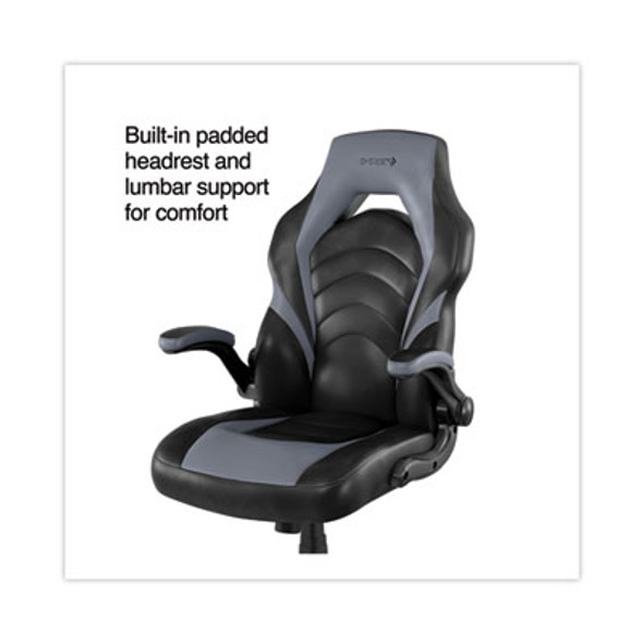 Vortex Bonded Leather Gaming Chair, Supports Up To 301 Lbs, 17.9" To 21.6" Seat Height, Gray/Black Back, Black Base