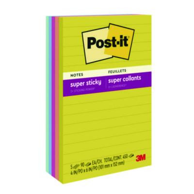 Note Pads In Summer Joy Color Collection Colors, 4" x 6", Note Ruled, 90 Sheets/Pad, 5 Pads/Pack