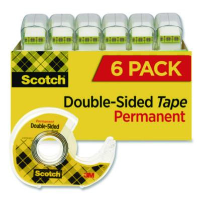 Double-Sided Permanent Tape In Handheld Dispenser, 1" Core, 0.5" x 500", 6/Pack