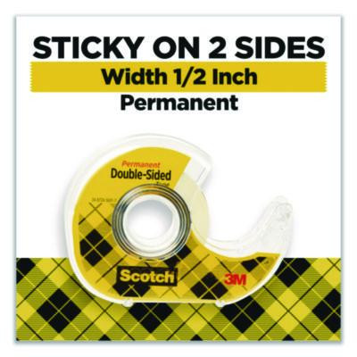 Double-Sided Permanent Tape In Handheld Dispenser, 1" Core, 0.5" x 500", 6/Pack