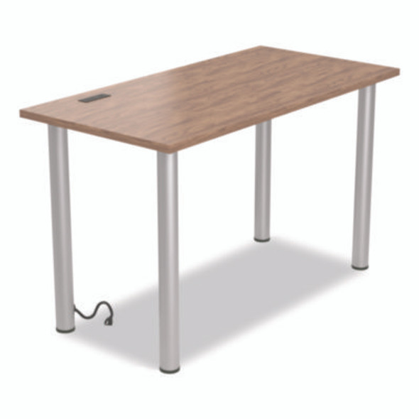 Essentials Writing Table-Desk With Integrated Power Management, 47.5" X 23.7" X 28.8", Espresso/Aluminum