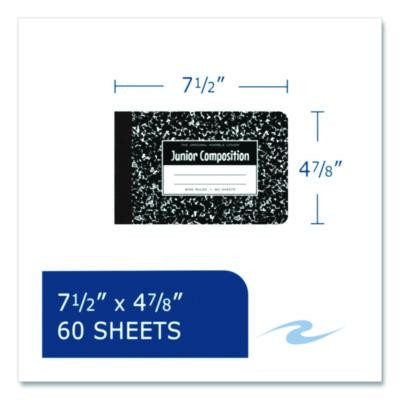 Junior Composition Notebook, Wide/Legal Rule, Black Marble Cover, (60) 4.88 x 7.5 Sheets