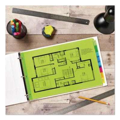 Insertable Big Tab Plastic Dividers, 8-Tab, 11 x 17, Assorted Colors, 1 Set