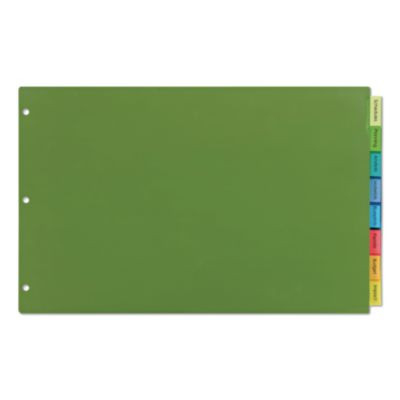 Insertable Big Tab Plastic Dividers, 8-Tab, 11 x 17, Assorted Colors, 1 Set
