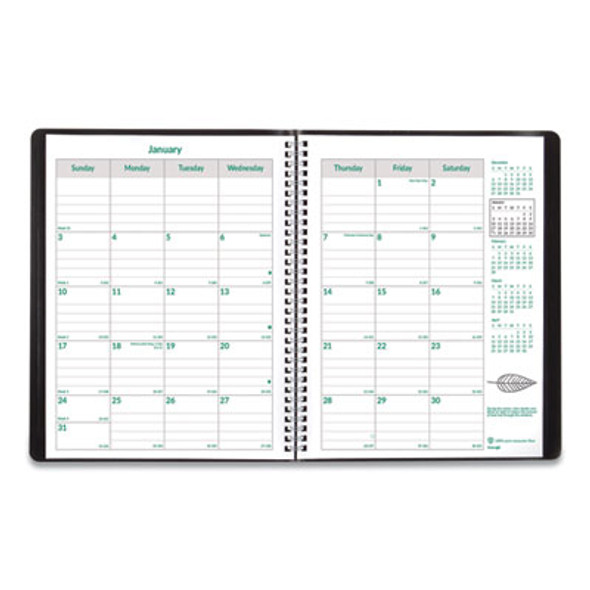 Ecologix Recycled Monthly Planner, Ecologix Artwork, 11 x 8.5, Black Cover, 14-Month: Dec 2025 To Jan 2027