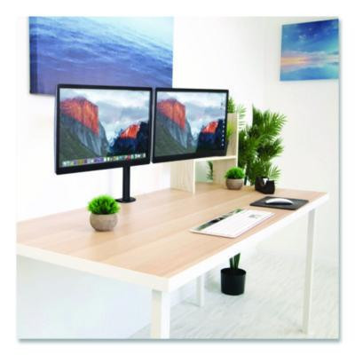 Full Motion Dual Monitor Desktop Mount, For 17" To 27" Monitors, 360 Degree Rotation, +/-90 Degree Tilt, Black, Supports 22Lb
